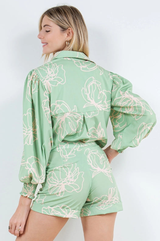 Green Print Jen Shorts-Shorts-Betsy Moss-XS-Green Print-Urbanheer