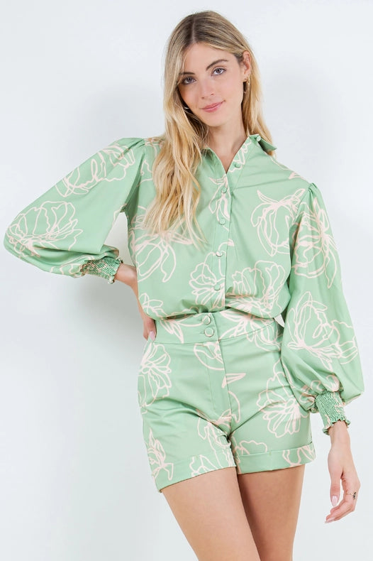 Green Print Jen Shorts-Shorts-Betsy Moss-XS-Green Print-Urbanheer