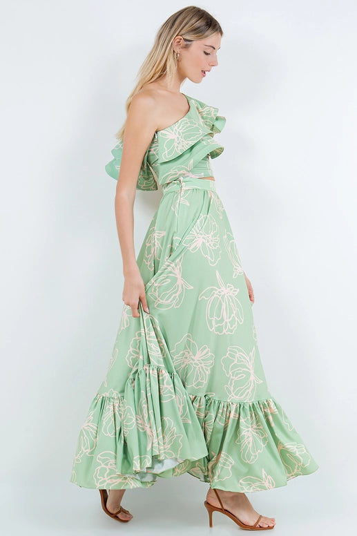 Green Print Miri Skirt-Skirt-Betsy Moss-XS-Green Print-Urbanheer