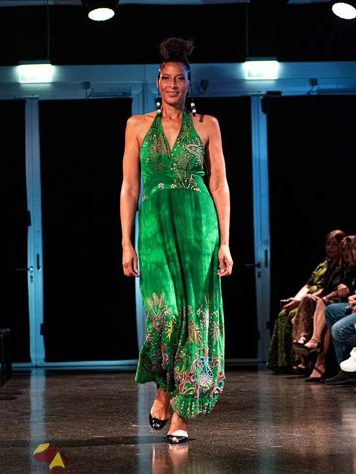 Green Sleeveless Decorated Maxi Dress-Dress-Komang Darmiani-One Size-Green-Urbanheer