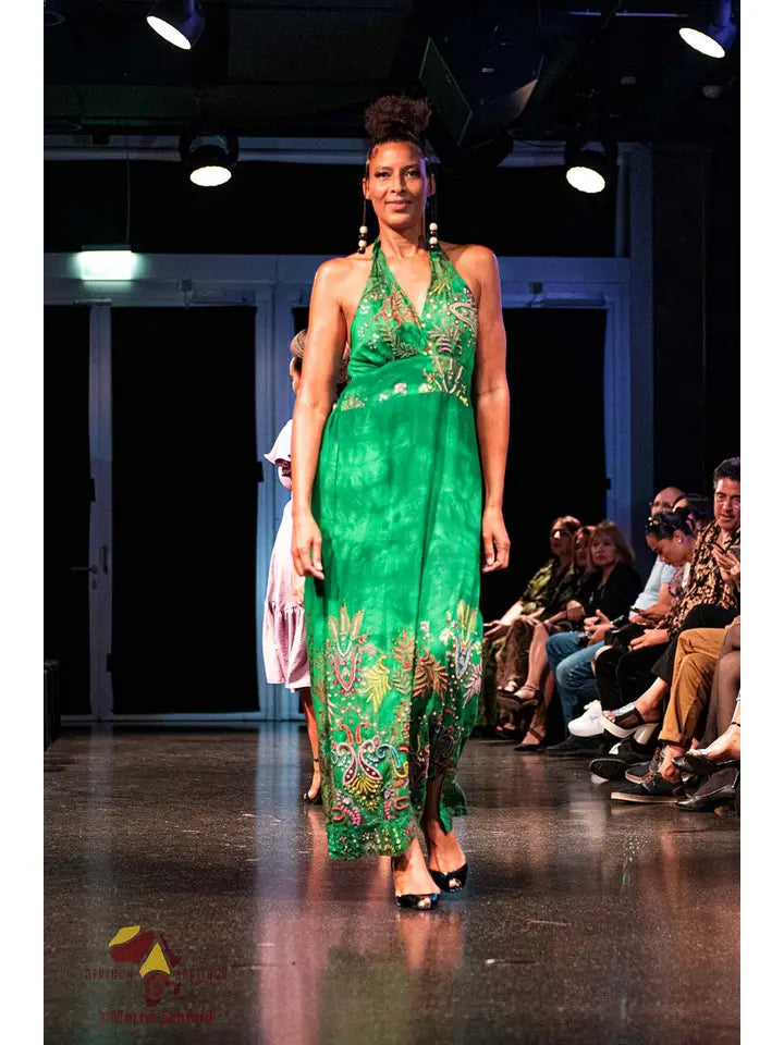 Green Sleeveless Decorated Maxi Dress-Dress-Komang Darmiani-One Size-Green-Urbanheer