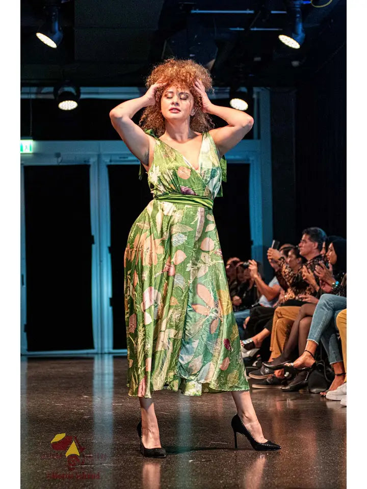 Green Sleeveless Organic Print Midi Dress-Dress-Komang Darmiani-One Size-Green-Urbanheer