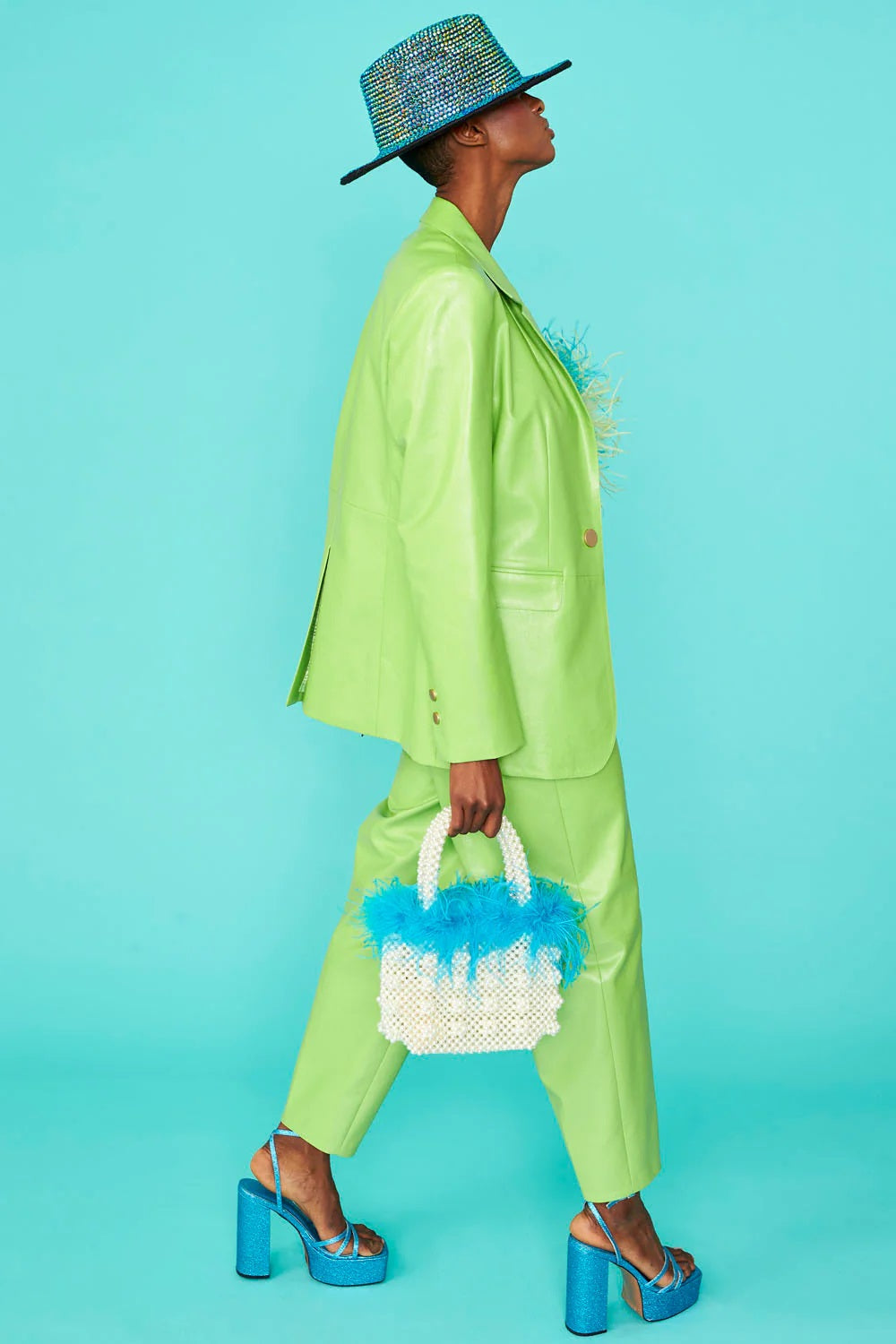 Green Vegan Leather Blazer-Jackets & Blazers-Buy Me Fur Ltd-S-M-Urbanheer