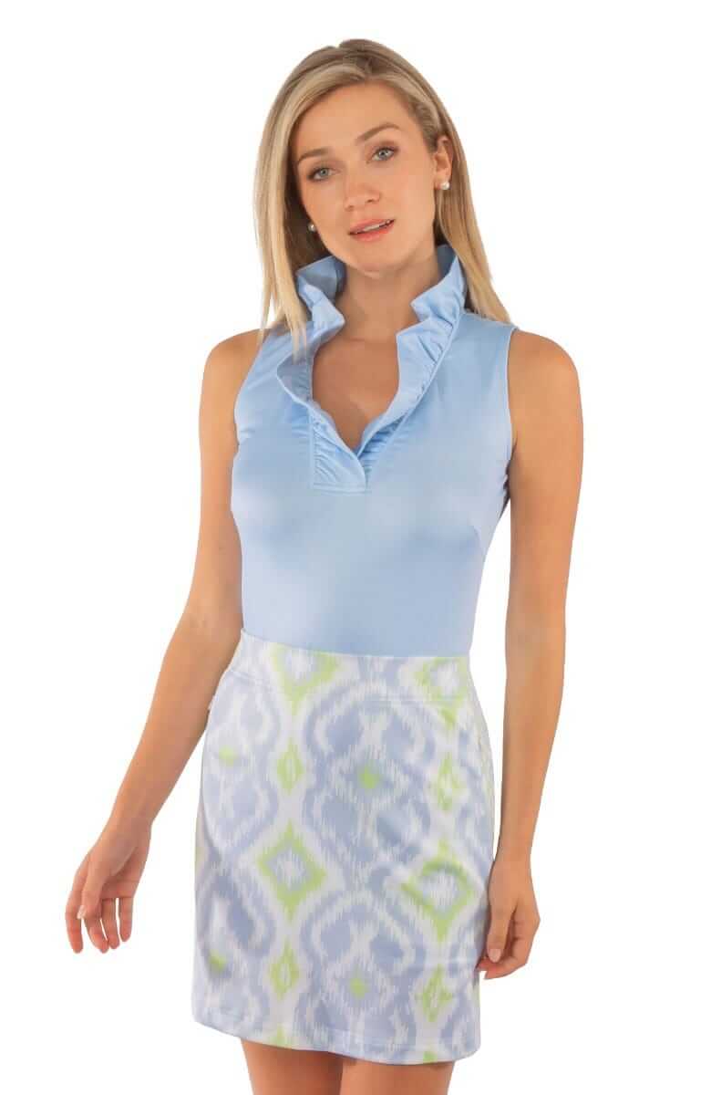 Gretchen Scott LLC - Jersey Sleeveless Ruffneck Top - Solid: White / L
