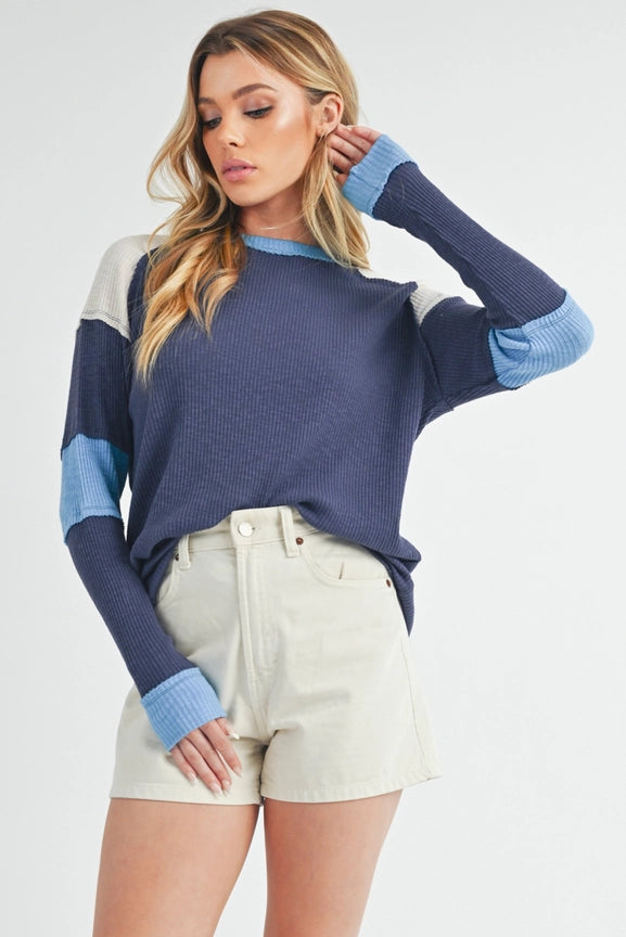 Gretel Colorblock Layering Top Blue-Top-AEMI + CO-S-Blue-Urbanheer