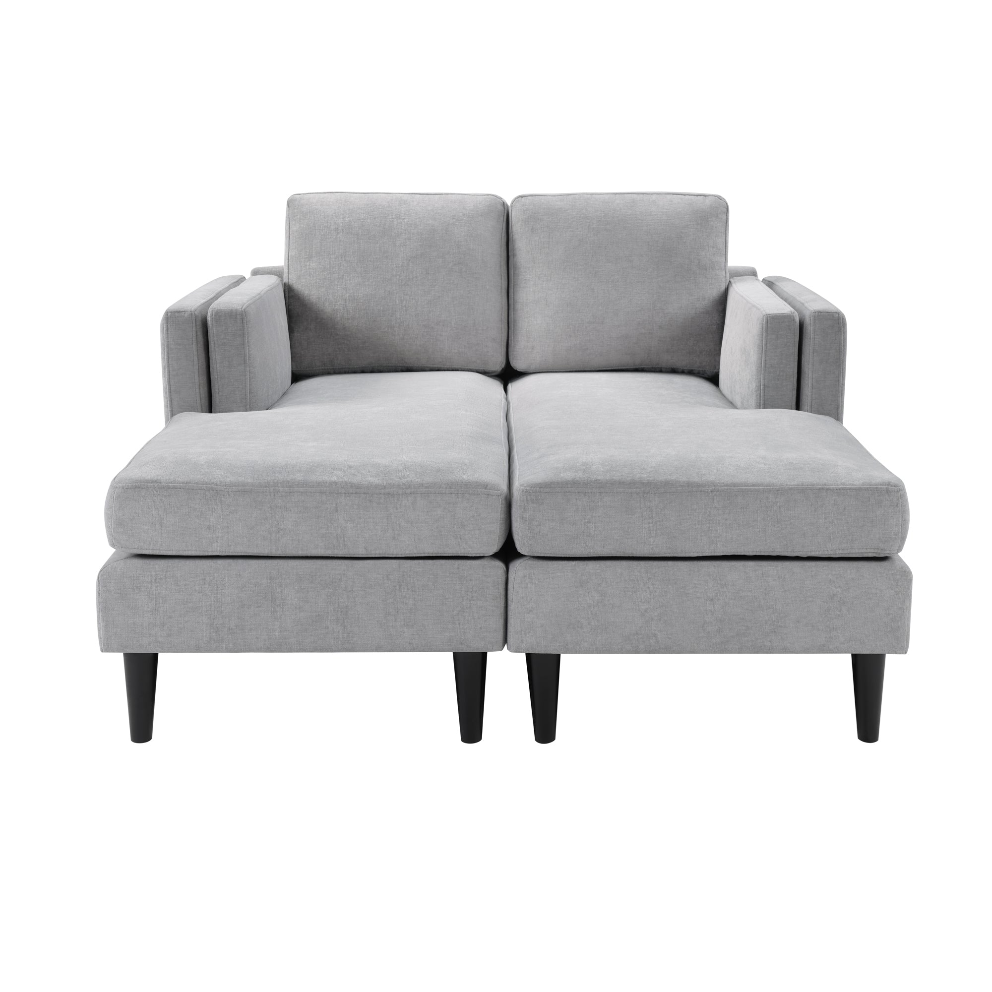 Grey Chenille Chaise Lounge Sofa