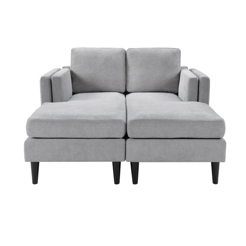 Grey Chenille Chaise Lounge Sofa