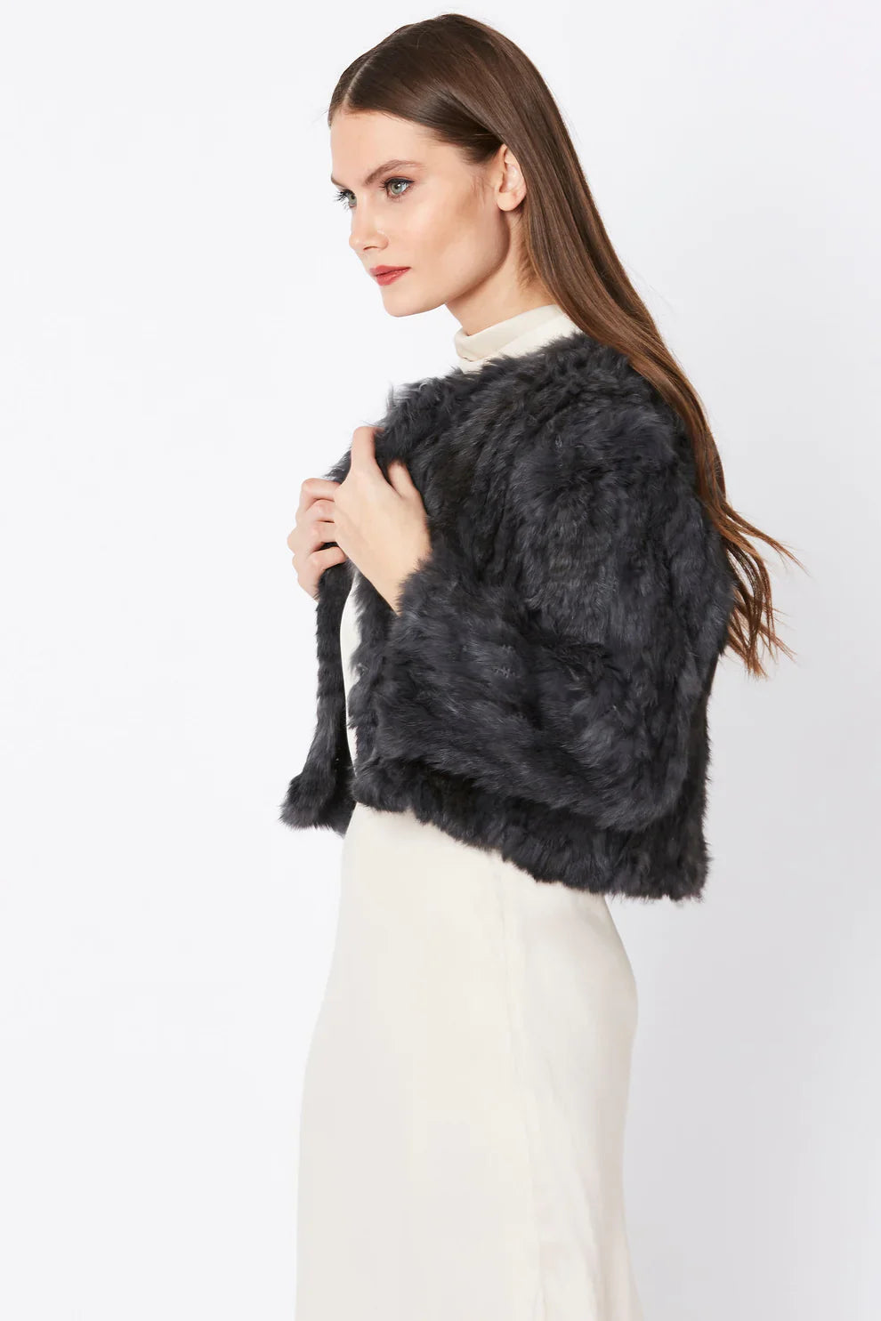 Grey Coney Fur Jacket-Fur Jackets-Buy Me Fur Ltd-One Size-Grey-Genuine Coney Fur-Urbanheer