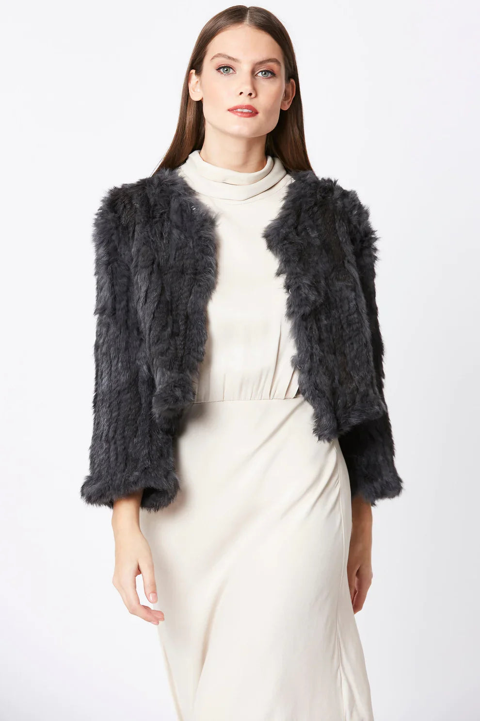 Grey Coney Fur Jacket-Fur Jackets-Buy Me Fur Ltd-One Size-Grey-Genuine Coney Fur-Urbanheer