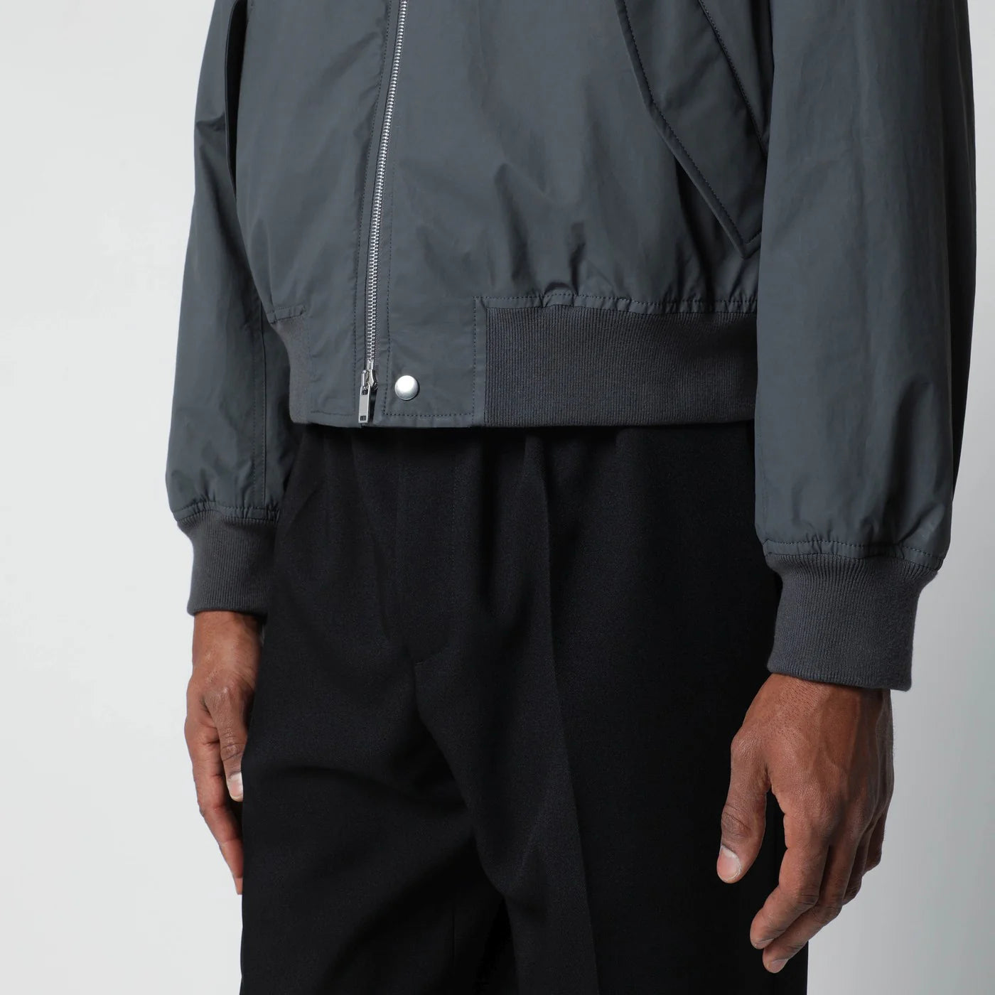 Grey Cotton Zip-Up Bomber Jacket for Everyday Comfort
