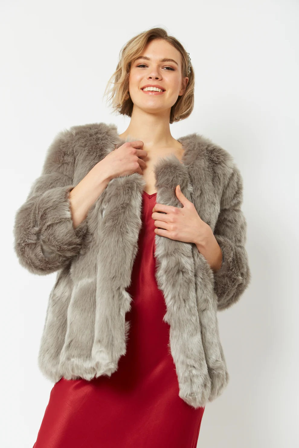 Grey Faux Fur Coat-Faux Fur Coats-Buy Me Fur Ltd-One Size-Grey-Faux Fur-Urbanheer