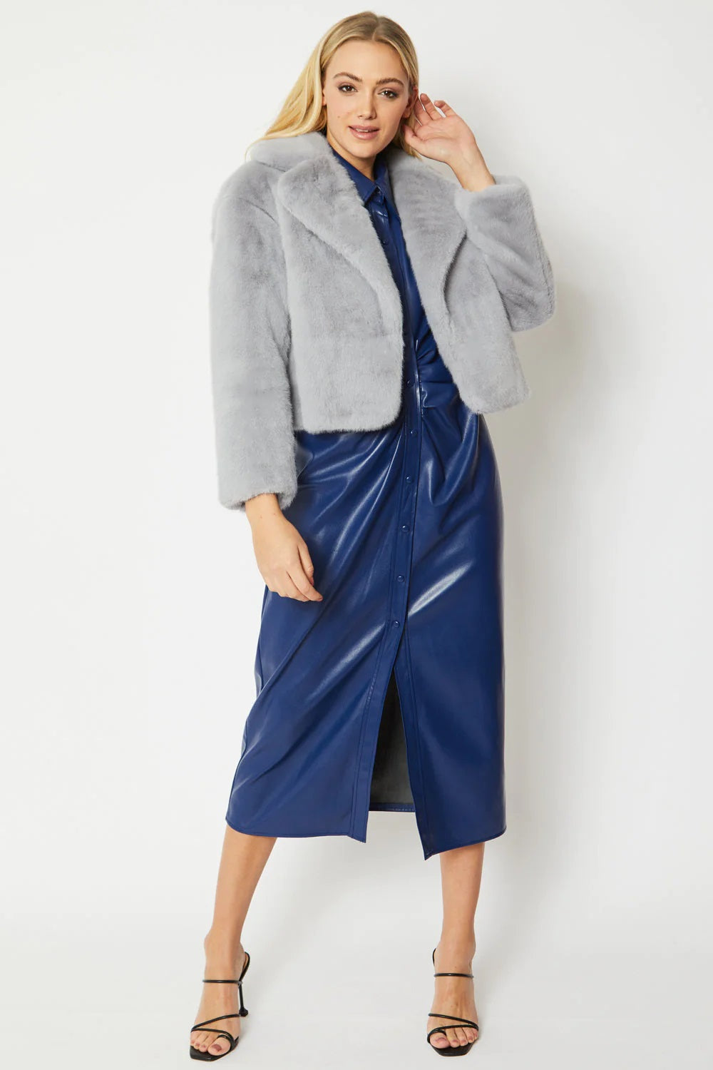 Grey Faux Fur Jacket-Faux Fur Coats-Buy Me Fur Ltd-L-XL-Grey-Faux Fur-Urbanheer