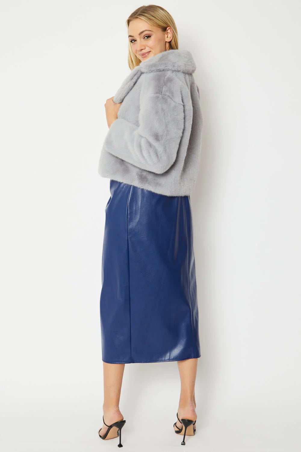 Grey Faux Fur Jacket-Faux Fur Coats-Buy Me Fur Ltd-L-XL-Grey-Faux Fur-Urbanheer