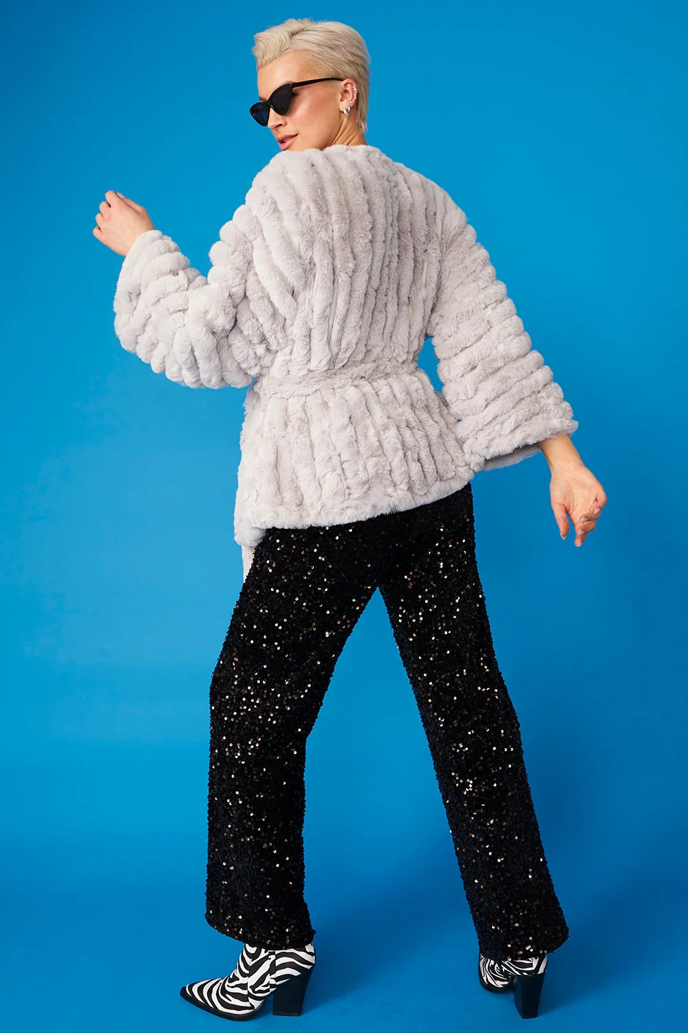 Grey Faux Fur Kimono Jacket-Jackets & Blazers-Buy Me Fur Ltd-One Size-Grey-Faux Fur-Urbanheer