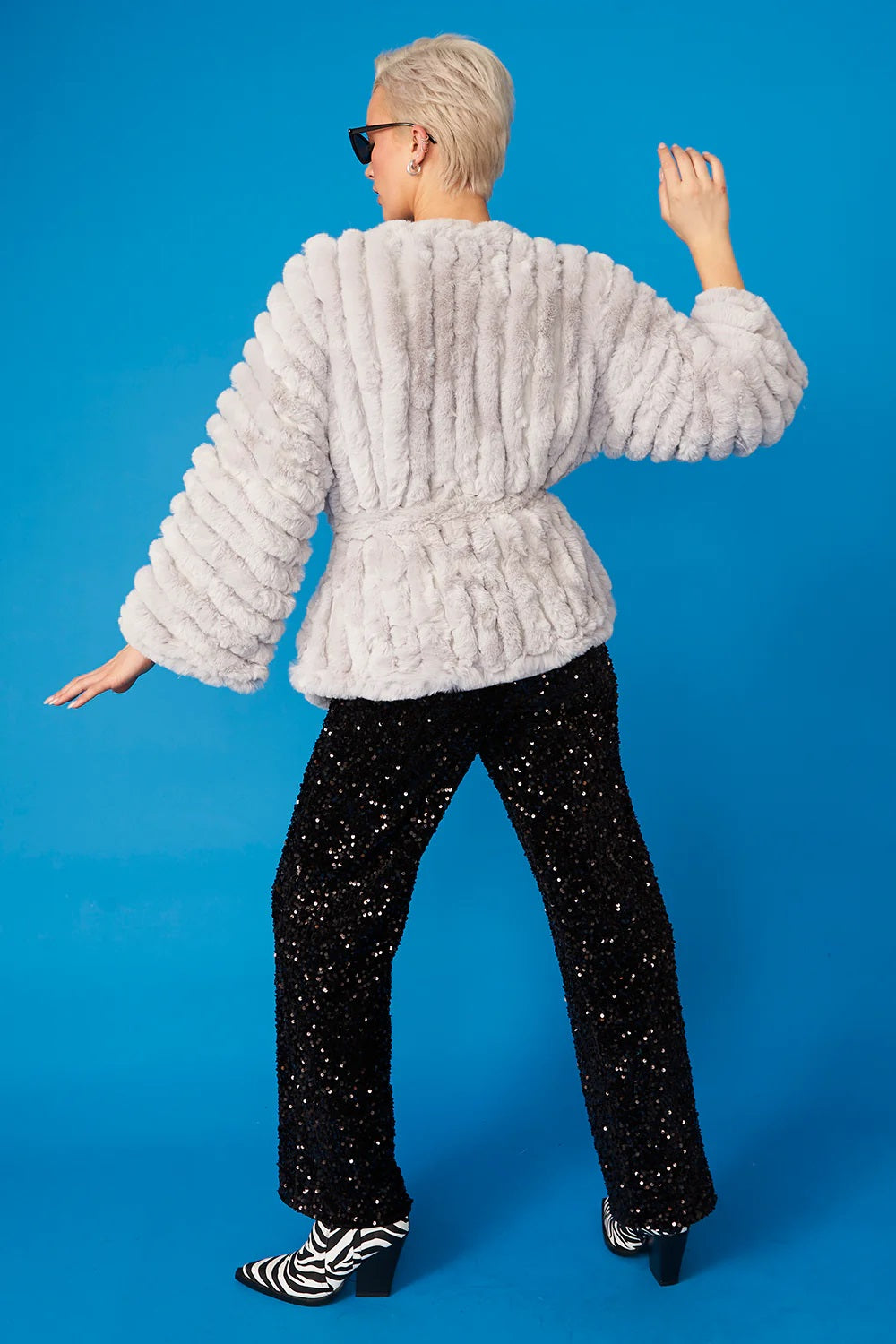 Grey Faux Fur Kimono Jacket-Jackets & Blazers-Buy Me Fur Ltd-One Size-Grey-Faux Fur-Urbanheer