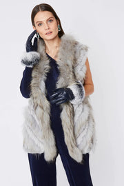 Grey Fox And Coney Fur Gilet-Fur Vests & Gilets-Buy Me Fur Ltd-One Size-Grey-Genuine Coney & Fox Fur-Urbanheer