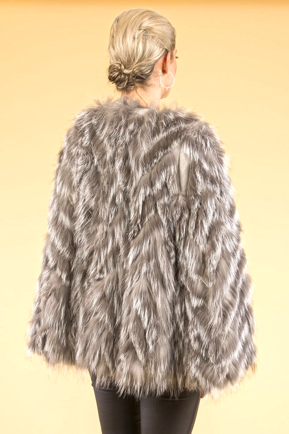 Grey Fox Fur and Suede Cape-Ponchos & Capes-Buy Me Fur Ltd-One Size-Grey-Genuine Fox Fur-Urbanheer
