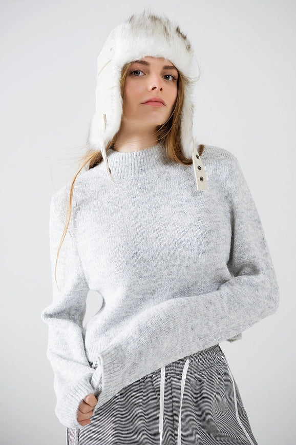 Grey Jersey with Long Sleeves and Open Back Detail-Sweater-Q2-S-Grey-Urbanheer