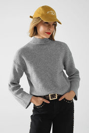 Grey Ribbed Turtleneck Sweater-Sweater-Q2-S-Grey-Urbanheer