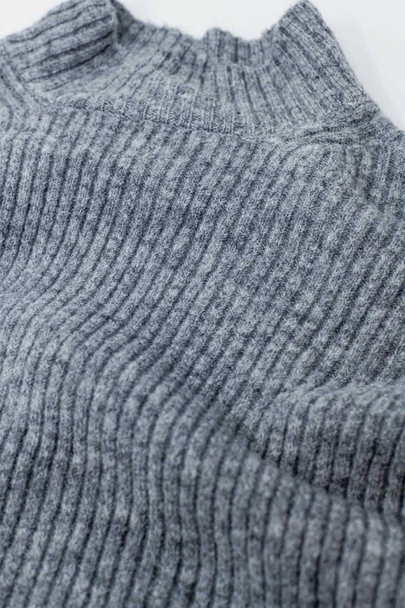 Grey Ribbed Turtleneck Sweater-Sweater-Q2-S-Grey-Urbanheer