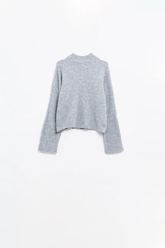 Grey Ribbed Turtleneck Sweater-Sweater-Q2-S-Grey-Urbanheer