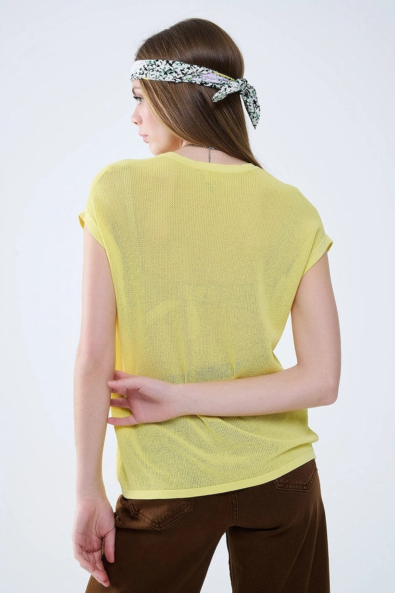 Grid Knit Sweater in Yellow Color-Sweater-Q2-One Size-YELLOW-Urbanheer