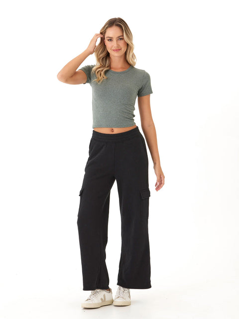 Guadalupe Heather Luxe Jersey Crop Tee