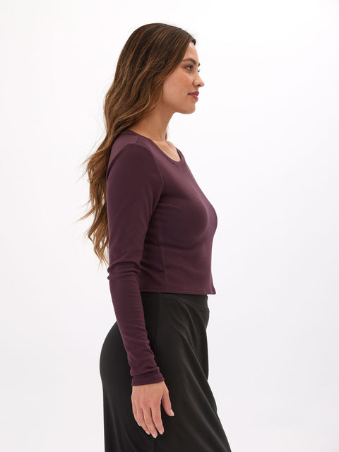 Guadalupe Luxe Rib Long Sleeve Crop Tee