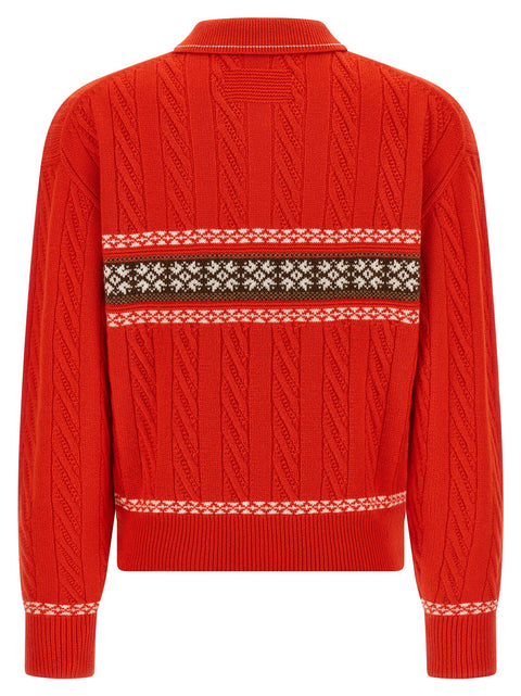 Guest In Residence Cable Collegiate Polo Sweater