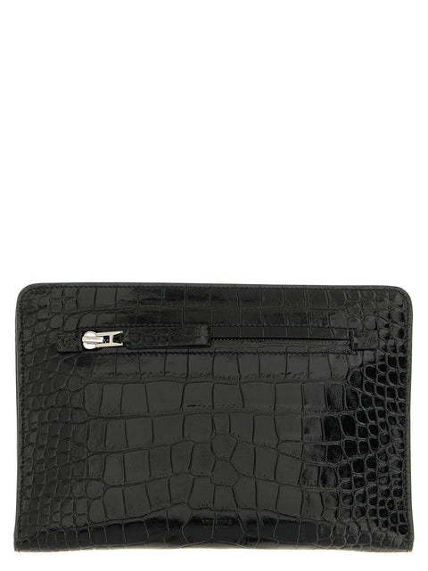 Tom Ford Croc Print Leather Clutch Bag
