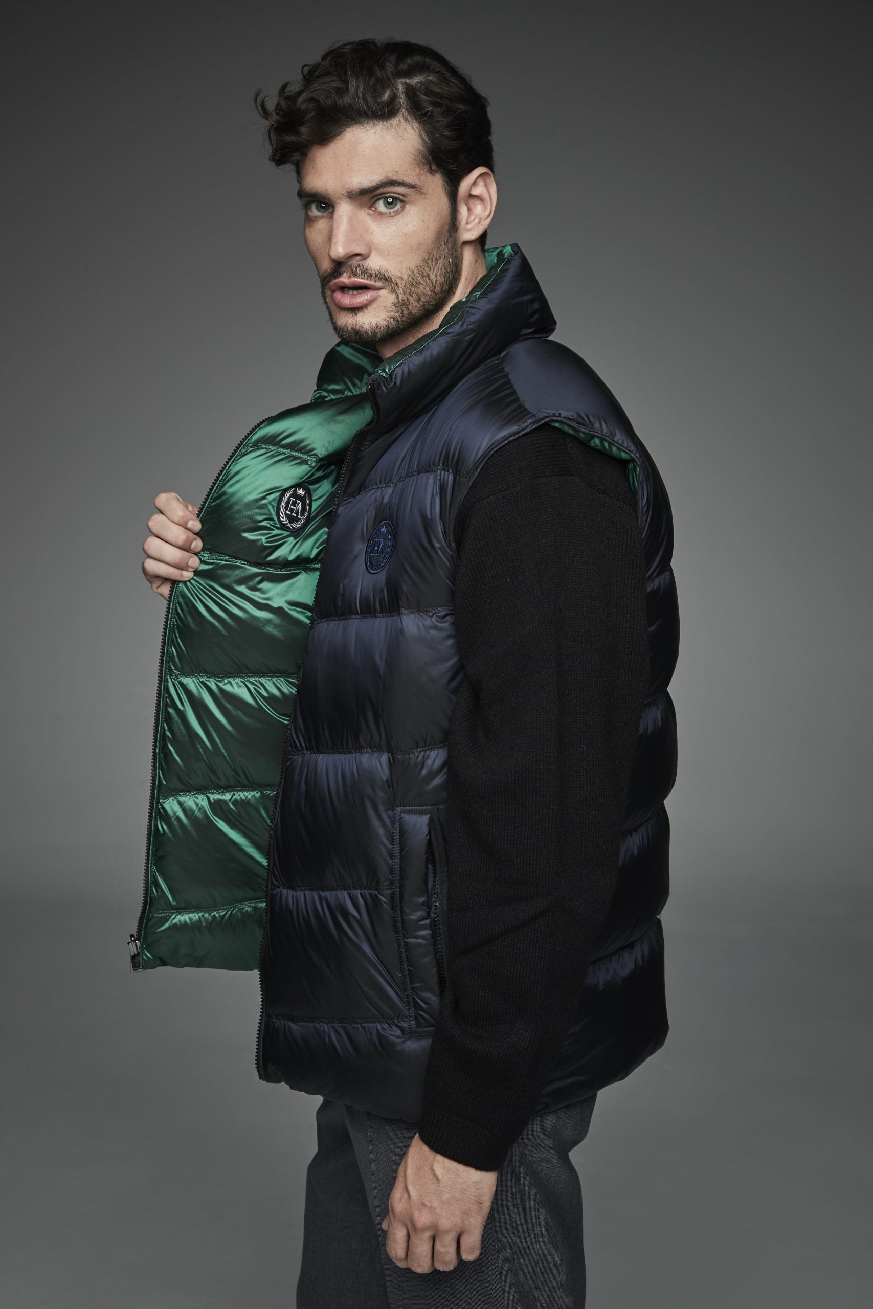 Short vest with reversible mandarin collar ROBIN NAVY-Vest-Henry Arroway-S-Navy-Urbanheer