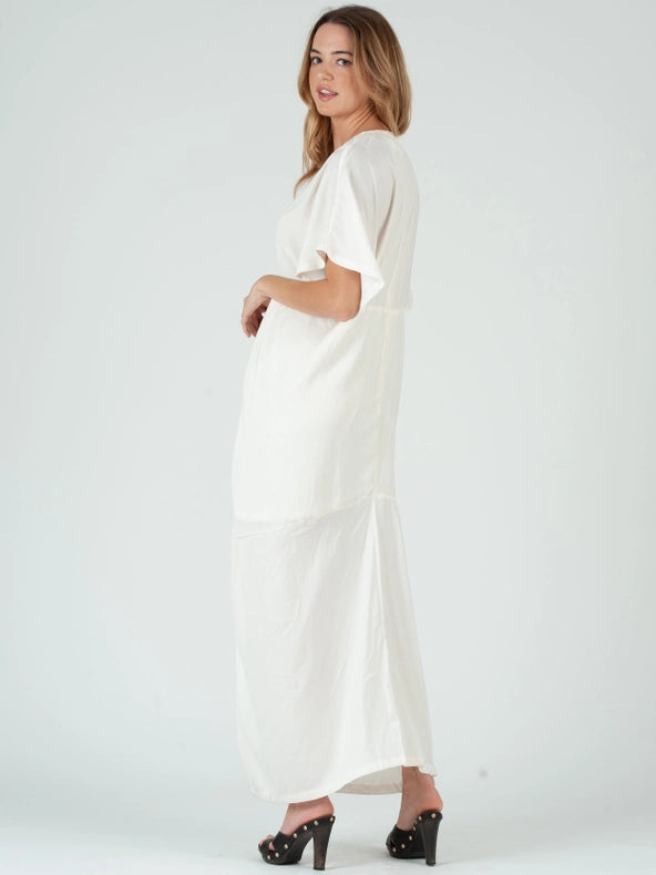 Hannah Notch Front Maxi Dress-Ivory