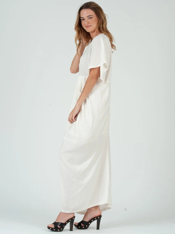Hannah Notch Front Maxi Dress-Ivory