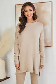 High Neck Drop Shoulder Sweater Oatmeal-Sweater-VENTI6-S-Urbanheer