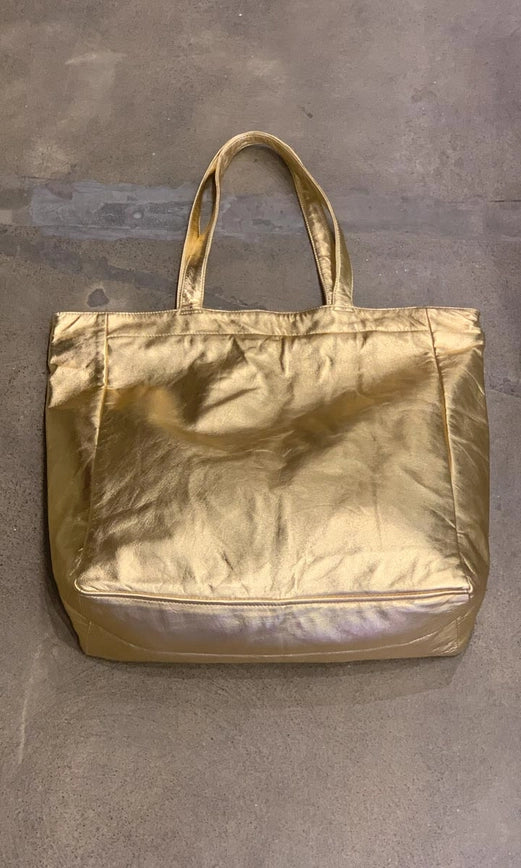 Hoss Gold Metallic Tote-Bag-HOSS-spacious 42/44cm height and 40/42cm width-Urbanheer