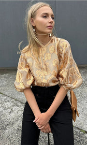 Hoss Helene Tie Back Top - Caramel Leaf-Top-HOSS-8-Urbanheer