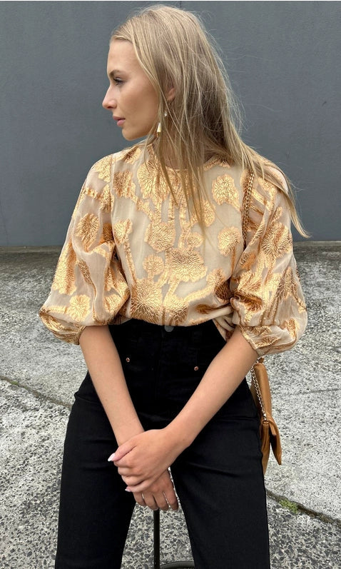 Hoss Helene Tie Back Top - Caramel Leaf-Top-HOSS-8-Urbanheer