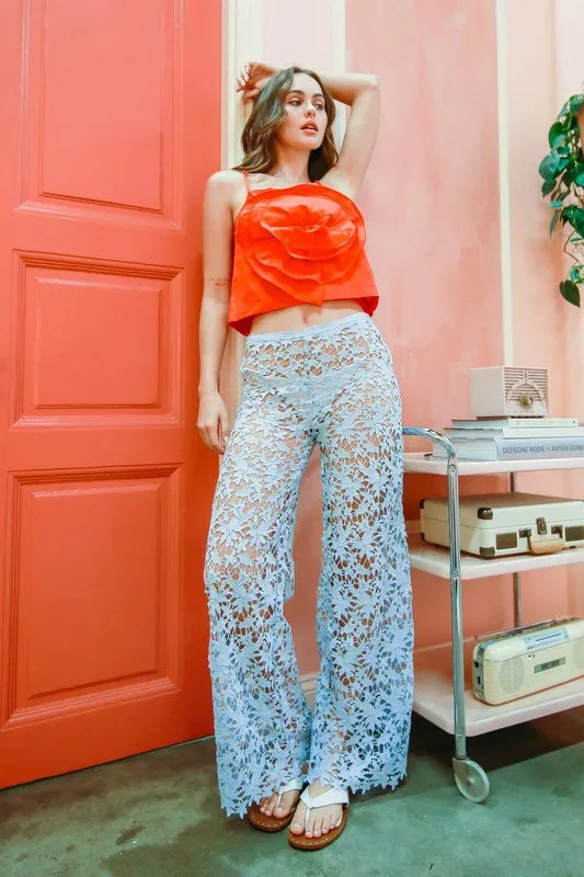 HYFVE Flower Front Square Neck Cropped Cami-HYFVE-Red-S-Urbanheer