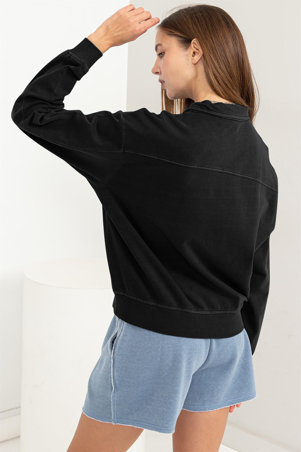 HYFVE Half Zip Drop Shoulder Sweatshirt-HYFVE-Black-S-Urbanheer