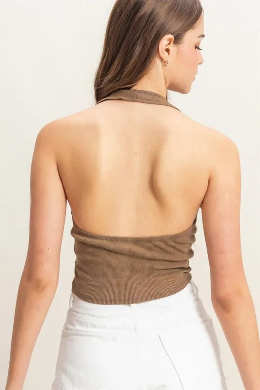 HYFVE Mineral Wash Halter Neck Everyday Top-HYFVE-MOCHA-S-Urbanheer