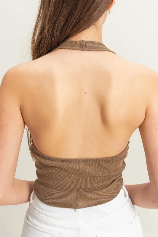 HYFVE Mineral Wash Halter Neck Everyday Top-HYFVE-MOCHA-S-Urbanheer