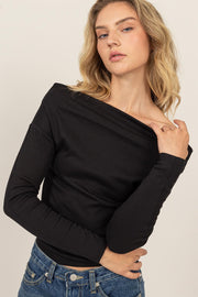 HYFVE Off Shoulder Ribbed Knit Top-HYFVE-Black-S-Urbanheer