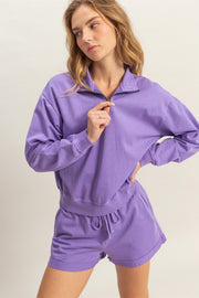 HYFVE Quarter Zip Drop Shoulder Sweatshirt-HYFVE-Purple-L-Urbanheer