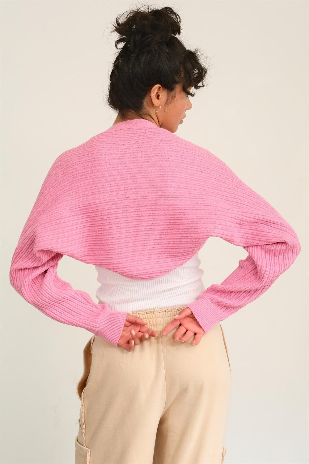 HYFVE Ribbed Knit Bolero Cardigan-HYFVE-Rose Pink-S-Urbanheer