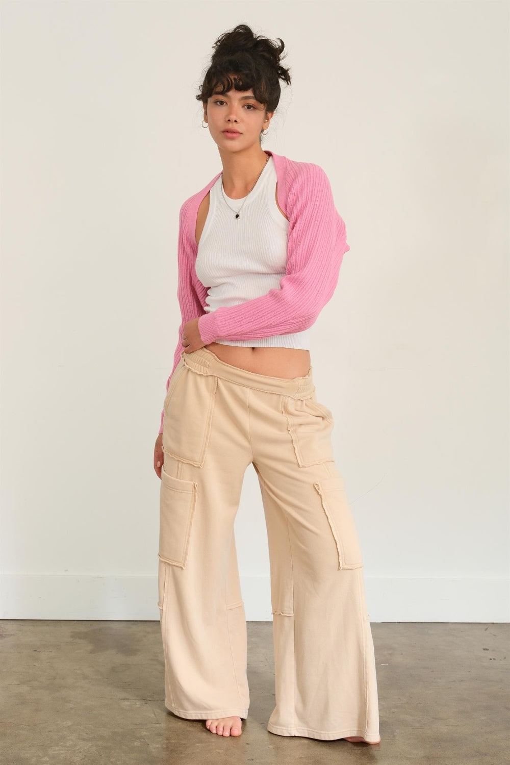 HYFVE Ribbed Knit Bolero Cardigan-HYFVE-Rose Pink-S-Urbanheer