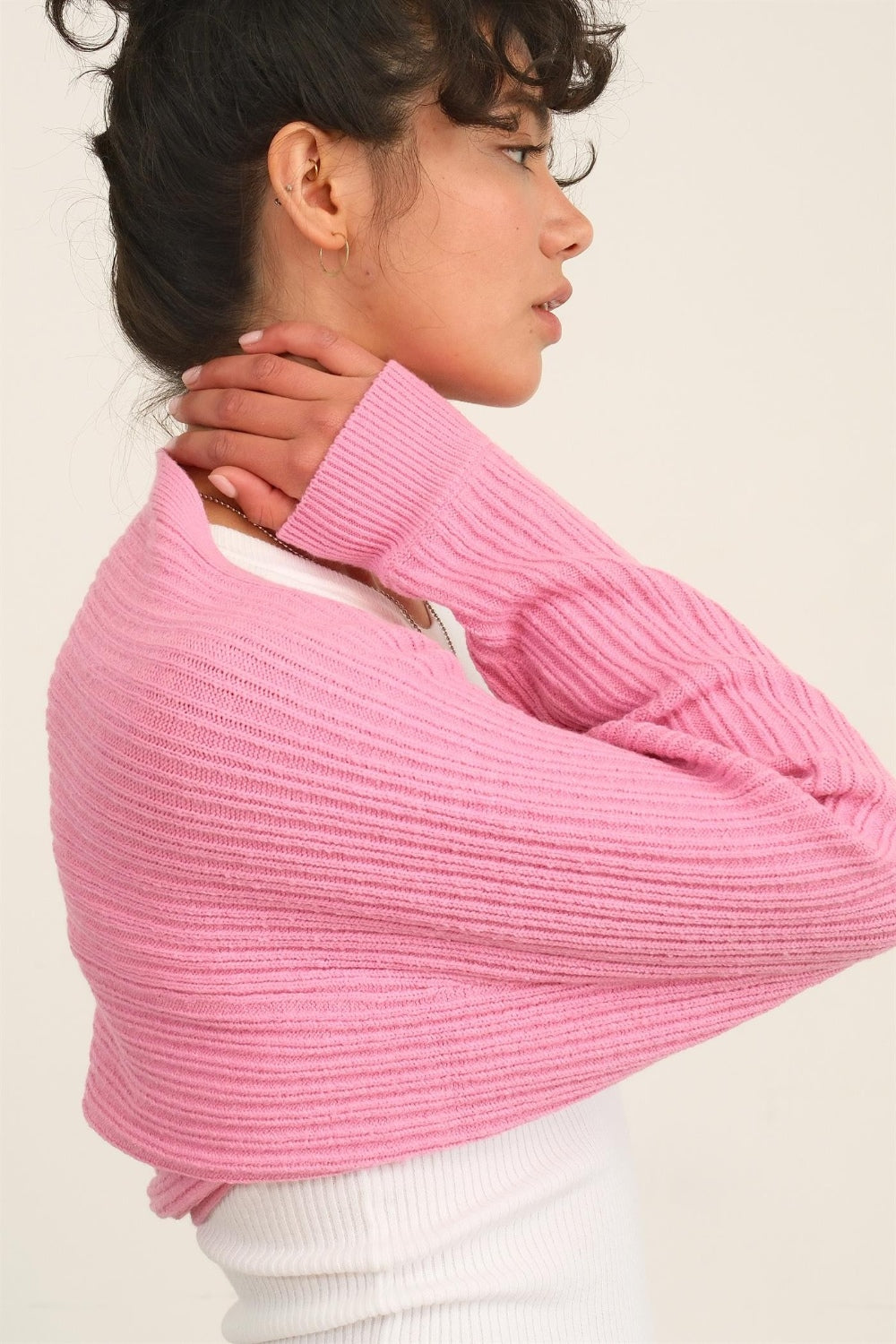 HYFVE Ribbed Knit Bolero Cardigan-HYFVE-Rose Pink-S-Urbanheer