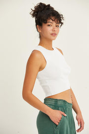 HYFVE Ribbed Knit Cropped Tank-HYFVE-Off White-L-Urbanheer
