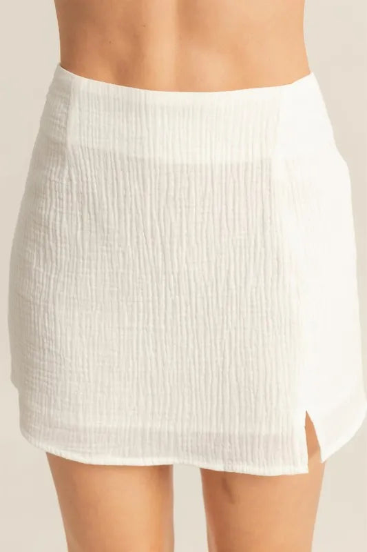 HYFVE Ruched Bra Top and Mini Skirt Set-HYFVE-OFF WHITE-M-Urbanheer