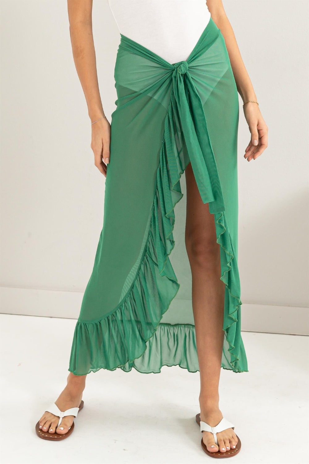 Hyfve Ruffle Trim Cover Up Sarong Skirt-HYFVE-Green-S-Urbanheer