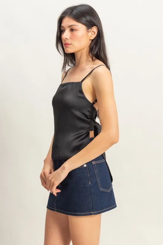 HYFVE Satin Back Tie Detail Cami-HYFVE-BLACK-S-Urbanheer
